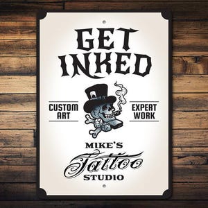 Get Inked Sign, Get Inked Skin, Inked, Tattoo Shop Sign, Tattoo Gift, Tattoo Artist, Tattoo Decor, Sign For Tattoo Shop - Tattoo Store Sign