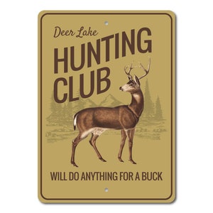 Hunting Club Sign, Deer Decor, Deer Hunter Gift, Deer Lover Sign, Deer ...