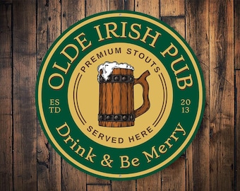 Letrero de pub irlandés, pub irlandés antiguo, decoración irlandesa, bebida irlandesa, decoración para beber, decoración de bar, letrero para bar, letrero irlandés, amantes de la cerveza - Letrero de metal