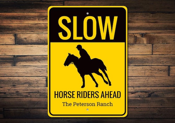Caution Slow Sign, Horse Rider Sign, Slow Horse Sign, Custom Ranch Gift, Custom Ranch Sign, Horse Lover Gift, Quality Metal Horse Decoration