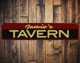 Wirtshaus Namensschild, Personalisiertes Bar-Schild, Benutzerdefiniertes Bar-Inhaber-Namensschild, Metall-Barkeeper-Schild, Wirtshaus-Bar-Dekor - Qualität Aluminium ENS1001662