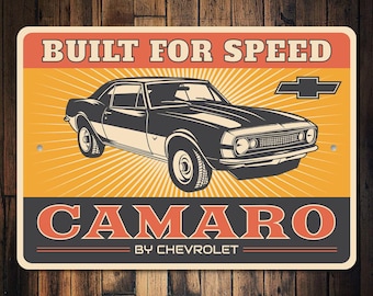 Built For Speed Sign, Custom Camaro Gift, Retro Garage Sign, Camaro Sign, Camaro Garage, Custom Garage Gift, Custom Camaro Gift - Metal Sign