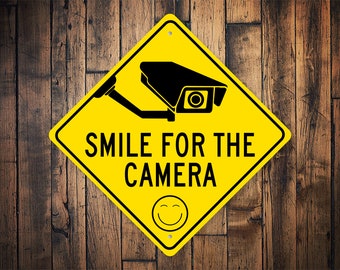 Smile For Camera Security Sign, Funny Caution Sign, Smile for Camera, Funny Porch Sign, Sign For Porch, Porch Decor, Security Camera Sign