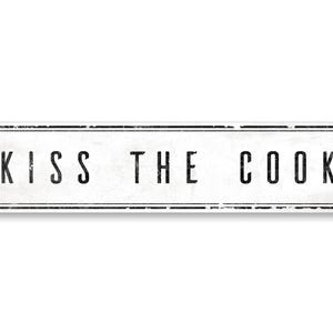 Kiss The Cook Sign, Cute Kitchen Decor, Kitchen Wall Decor, Mans Kitchen, Husbands Kitchen, White Kitchen Decor, Vintage Sign Decor, Kitchen image 2