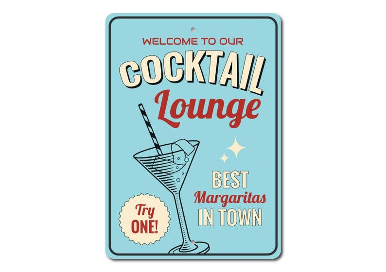 Margarita Lounge Sign, Cocktail Lounge Sign, Margarita Lover Gift, Mexican Restaurant Decor, Cocktail Lover Sign, Quality Metal Lounge Signs image 2