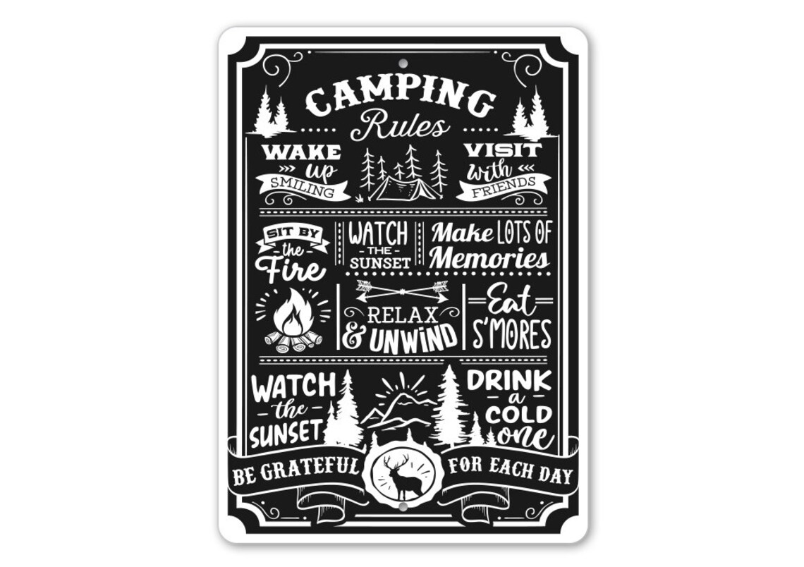 Camping Rules Sign Camping Rules Sign for Camping Cabin Etsy