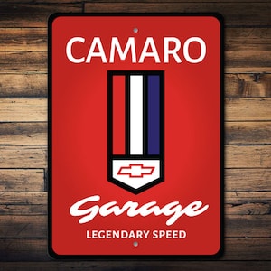 Camaro Garage, Legendary Speed, Classic Camaro Sign, Garage Decor, Car Garage, Dad Garage, General Motor, GM Garage - Novelty Aluminum