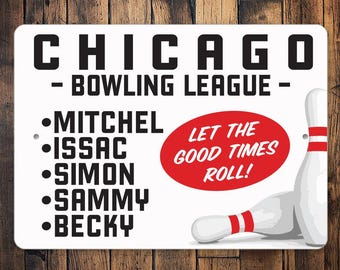 Insegna per squadra di bowling, regalo personalizzato per il bowling, squadra di bowling, decorazioni per il bowling, regalo per il bowling, decorazioni per il bowling, lega di bowling - insegna in metallo