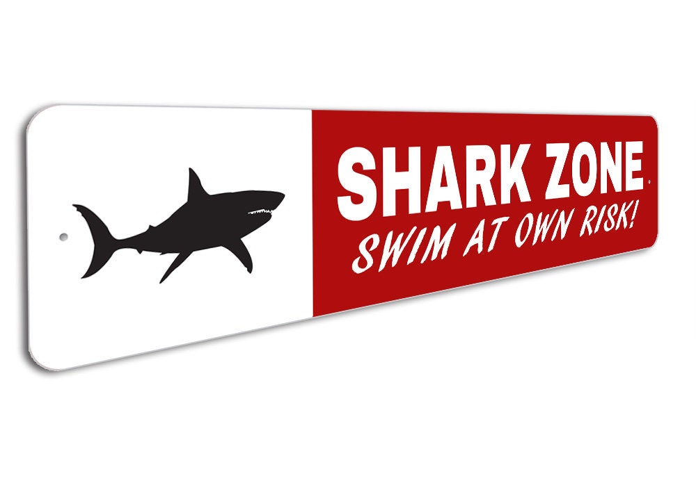 Swim at Risk Sign Swimming Sign Shark Sign Zone Shark Etsy
