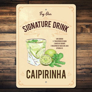 Caipirinha Drink Sign, Caipirinha Drink, Drinking Bar Gift, Bar Drink Gift, Sign For Bars, Gift For Moms, Caipirinha Gift, Bar Menu Gift