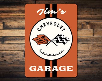 Corvette Flags Sign, Chevy Corvette Sign, Corvette Garage Sign, Corvette Lover Gift, Custom Chevy Gift - Quality Aluminum Sign Decorations