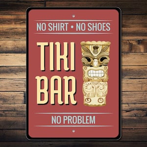Tiki Statue Sign, Tiki Bar Decor, Beach Bar Sign, Tiki Bar Sign, No Shirt No Shoes Sign, Tiki Man Beach Decor, Quality Metal Decoration Sign