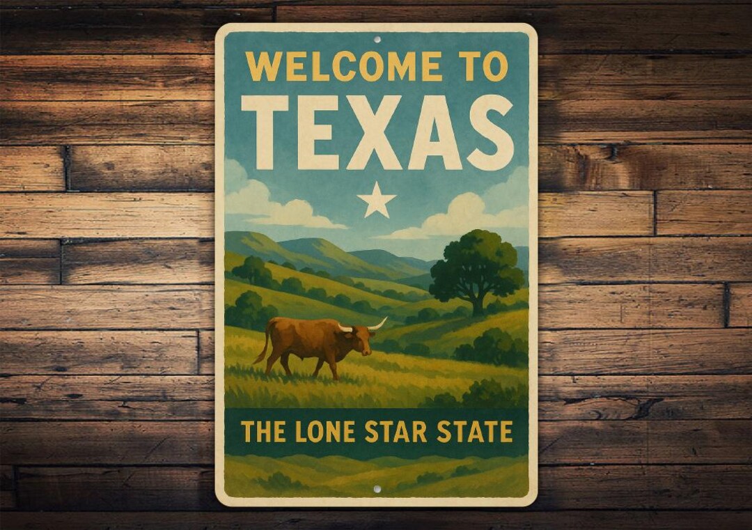 Texas Sign Welcome to Texas Metal Sign – the Lone Star State Wall Art, Retro ...