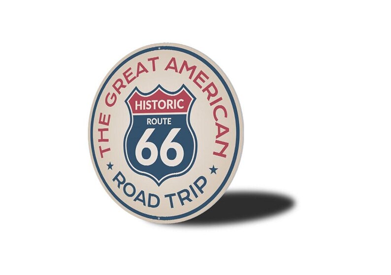 The Great American Road Trip, Route 66, Route Road, Famous Route 66, Route 66 Road, Road Sign Decor, Dads Garage, Man Cave - Metal Sign image 4