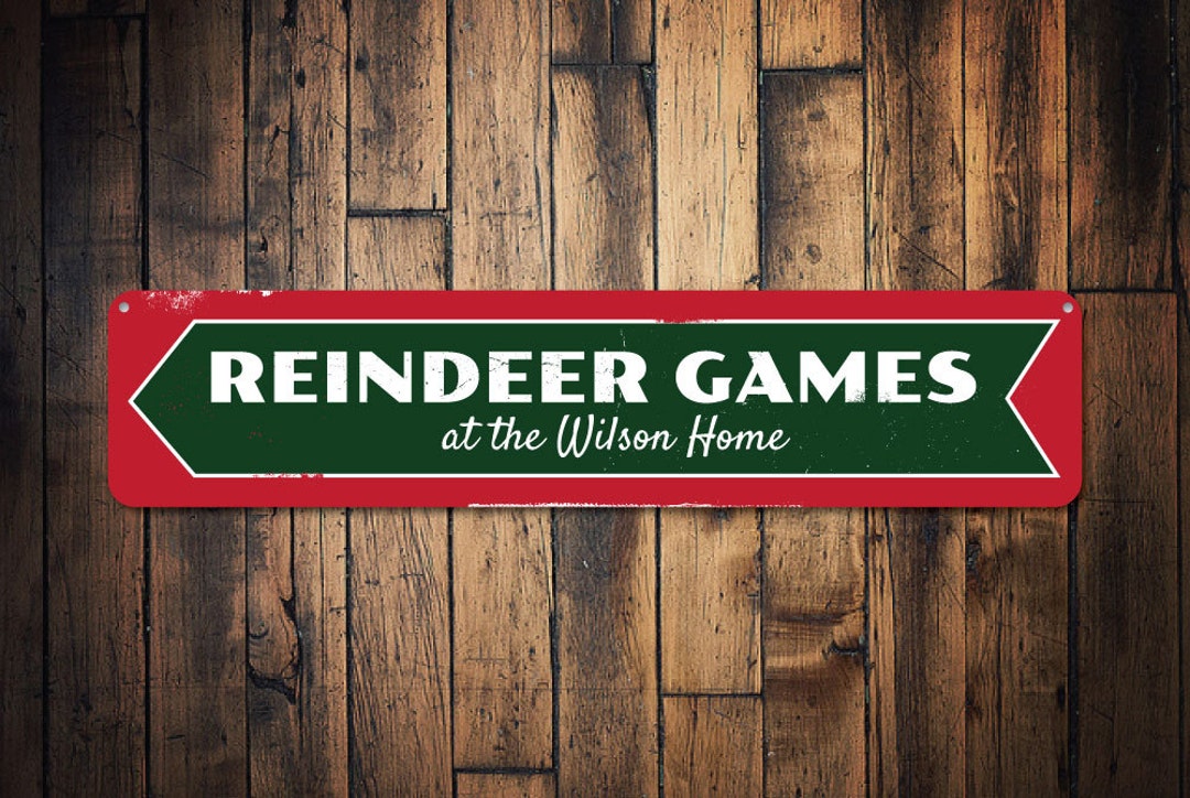 Reindeer Games Sign, Custom Arrow Holiday Sign, Family Name Christmas