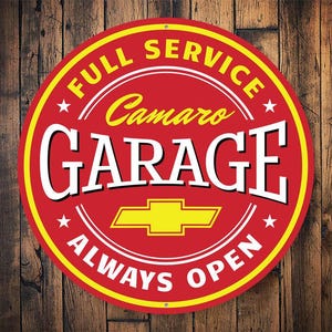 Full Service Garage, Chevy Service Garage, Decor For Chevrolet, Chevrolet Garage, Man Cave Sign, Car Lover Decor, - Metal Round Sign