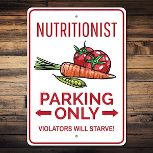 Plaque de stationnement de nutritionniste, cadeau de nutritionniste, plaque de nutritionniste, plaque de nutrition, cadeau de nutrition, stationnement en aluminium de qualité déco nutrition image 1