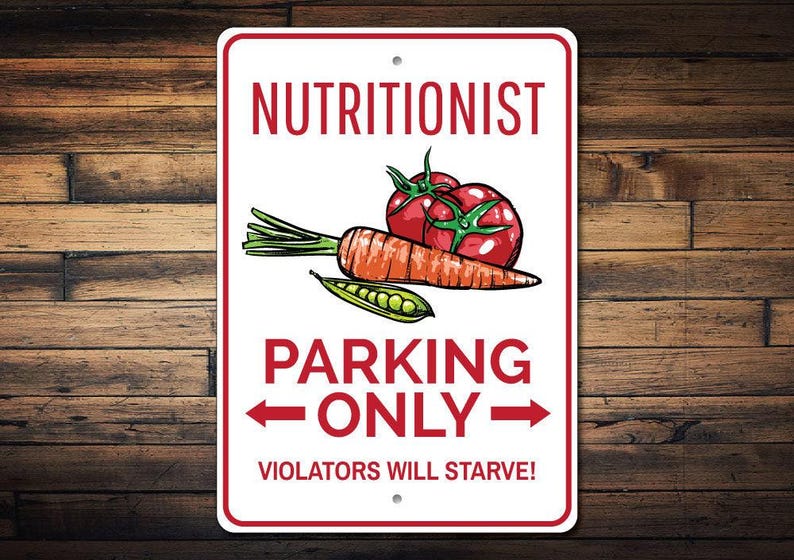 Plaque de stationnement de nutritionniste, cadeau de nutritionniste, plaque de nutritionniste, plaque de nutrition, cadeau de nutrition, stationnement en aluminium de qualité déco nutrition image 1