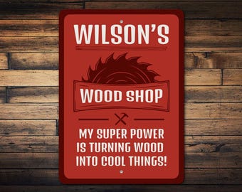 Custom Woodshop Sign, Dads Woodshop, Personalized Woodshop, Wood Crafting Gift, Wood Carver, Dads Workshop, Woodshop Metal Sign