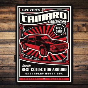 Custom Camaro Sign, Camaro Name Sign, Custom Garage , Dads Camaro Garage, Camaro Garage, Custom Garage Gift, Custom Camaro Gift - Metal Sign