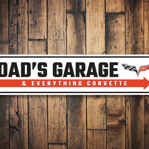 Dads Corvette Garage, Dads Garage, Garage Decor, Corvette Garage Decor, Corvette, Car Wall Decor, Dad, Vette Gift Decor - Quality Aluminum