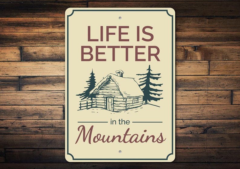 Mountain Living Sign, Cabin Life Decor, Fishing Cabin Decor, Camping Gift Sign, Camp Decor, Custom Lake Sign, Metal Sign, Quality Metal image 1