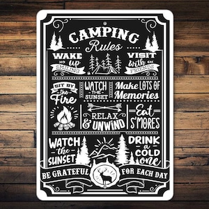 Camping Rules Sign, Camping Rules, Sign For Camping, Cabin Camping Sign, Cabin Decor, Decor For Lodge, Family Camping Sign, Camper Decor
