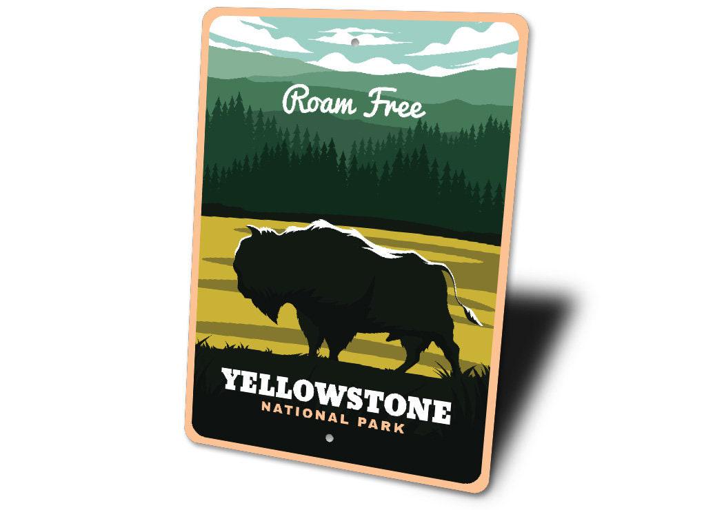Yellowstone National Park Sign, Yellowstone Sign, Wildlife Bison Sign ...