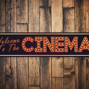 Welcome To Cinema Sign, Welcome Movie Fans, Movie Theatre Sign, Theatre Sign, Movie Lover Sign, Family Movies, Movie Room Gift, Quality Sign