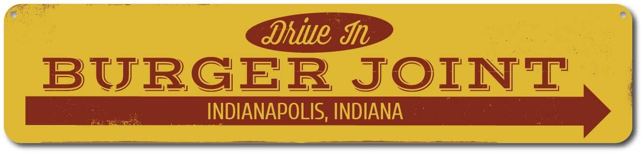 Drive in Burger Joint Sign, Personalized Hamburgers This Way Arrow Sign ...
