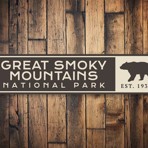 Smoky Mountain EST Date Sign, Smoky Mountain Decor, Decor For Bears, Bear Mountain Sign, Mountain Hiker Sign, Mountain Location Sign