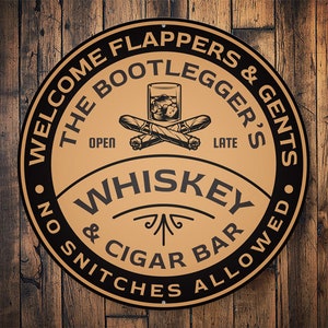 Whiskey Bar, Whiskey And Cigar, Cigar Bar, Bar Lounge Decor, Bar Signs, Bar, Prohibition Sign, Drinking Decor, Illegal Drinking - Metal Sign
