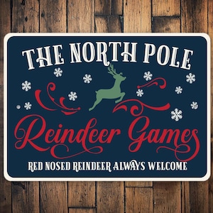 North Pole Reindeer Sign, Sign For Reindeer, Reindeer Sign, Sign For Christmas, Christmas Games, Cute Christmas Sign, Sign For Holidays