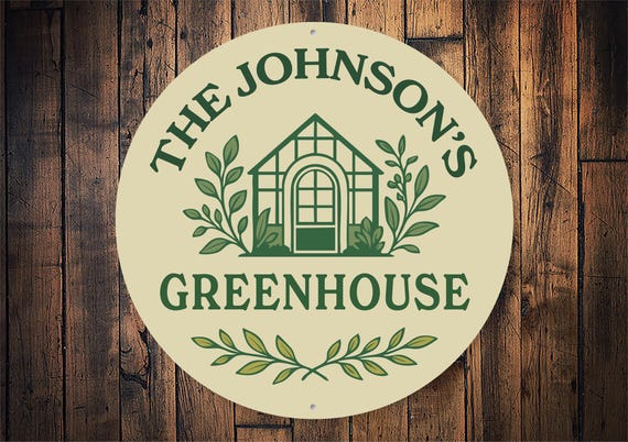 Custom Greenhouse Metal Sign with Family Name – Personalized Garden Sign – Outdoor Yard Decor for Gardeners