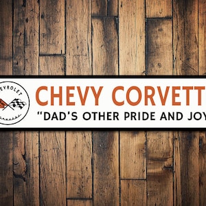 Dad&#39;s Chevy Sign, Chevy Corvette Sign, Corvette Flags Decor, Corvette Logo Sign, Antique Car Lover Dad Gift - Quality Aluminum Signs Custom