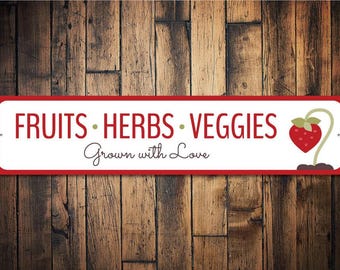 Fruits Herbs Veggies, Sign for Market, Farmers Market, Produce Decor, Sign For Produce, Veggie Decor, Shop For Herb - Quality Aluminum Signs