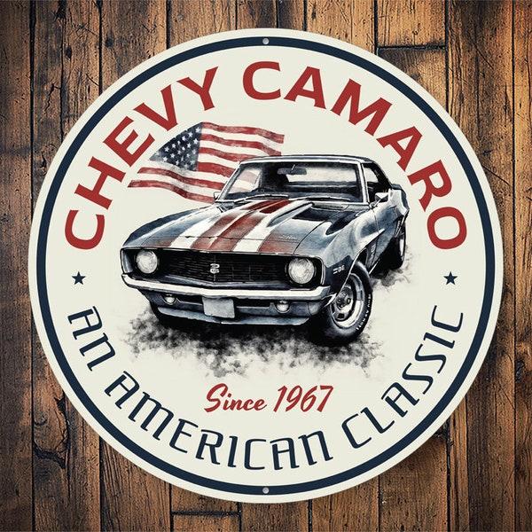 Chevy Camaro Sign, American Classic Camaro, Classic Camaro, Vintage Camaro Sign, Metal Camaro Sign, Vintage Garage, Camaro Sign - Metal Sign