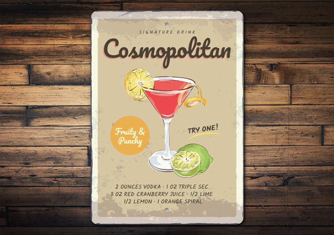 Cosmopolitan Signature Drink Sign, Custom Drink Gift, Custom Bar Drink ...