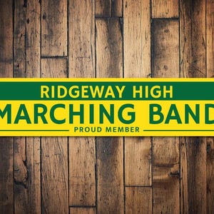 Band Marching Sign, Band Member Gift, Custom School Name Sign, Gift for Music Lover, Metal Musician Decor - Quality Aluminum Band Decoration