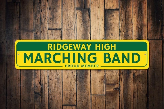 Band Marching Sign, Band Member Gift, Custom School Name Sign, Gift for Music Lover, Metal Musician Decor - Quality Aluminum Band Decoration