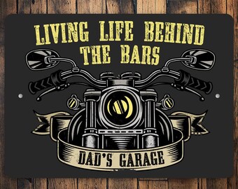 Livet bakom galler-skylt, motorcykelskylt, motorcykeldekor, biker, dekor för garage, specialanpassad motorcykelskylt, pappas motorcykelskylt, motorcykelliv, kvalitetsmetall