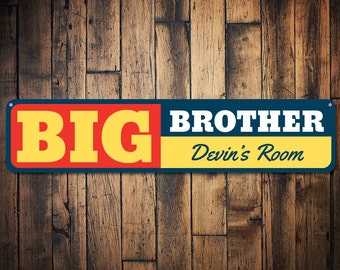 Big Brother-skylt, personlig skylt för barnrum, anpassad metallskylt för pojkrum, dekoration för barnrum, anpassad present till pojkrum - kvalitetsaluminium