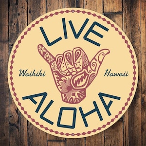 Live Aloha Sign, Sign For Hawaii, Hawaii Welcome Sign, Aloha Decor, Sign For Beach, Tropical Beach Vibe, Aloha Vibes, Beach Vibe Decor image 1