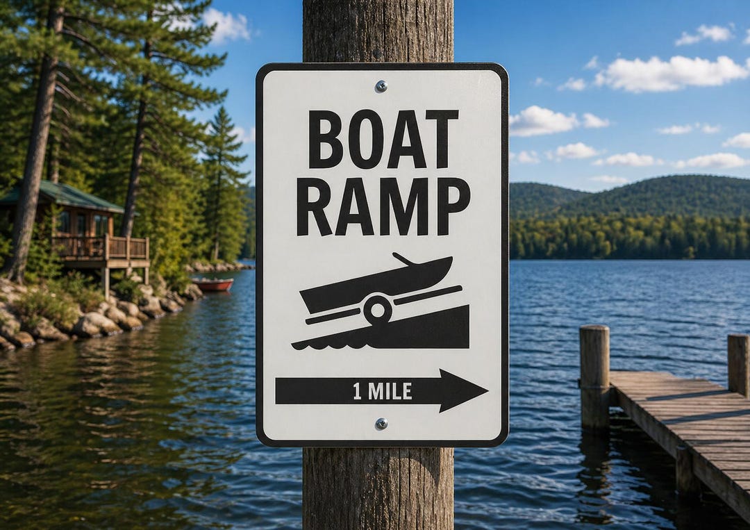 Boat Ramp Out Sign Boat Ramp Metal Sign, Lake Directional Sign, Boat Launch Sign, Nautical ...