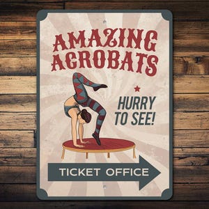 Erstaunliche Akrobaten Metallschild - Vintage Zirkus Dekor - Karneval Performer Wandkunst - Trapez Künstler Geschenk - Big Top Show Schild
