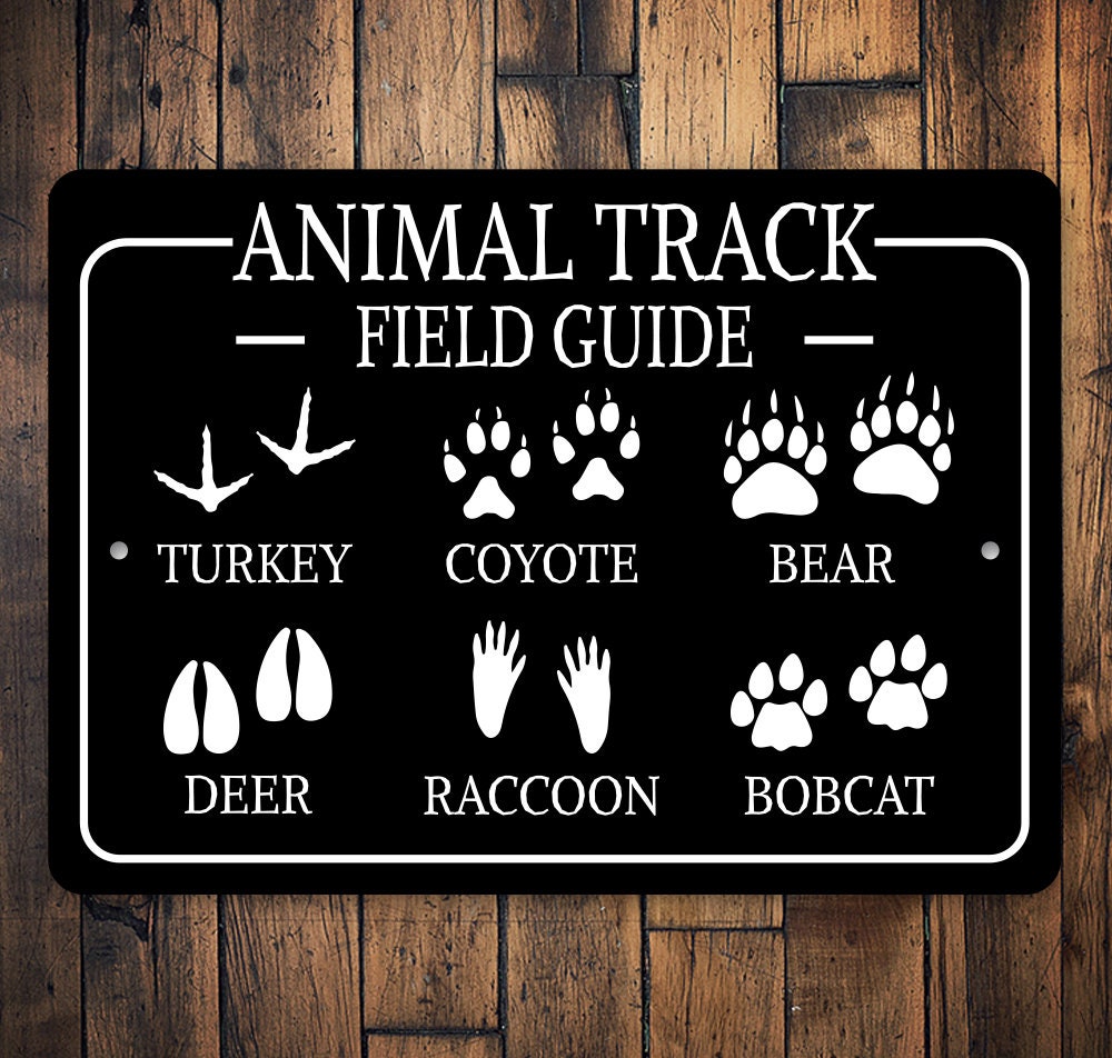 Animal Track Guide Sign, Hunting Animal Gift, Hunting Gift, Decor for ...