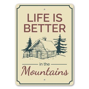 Mountain Living Sign, Cabin Life Decor, Fishing Cabin Decor, Camping Gift Sign, Camp Decor, Custom Lake Sign, Metal Sign, Quality Metal image 2