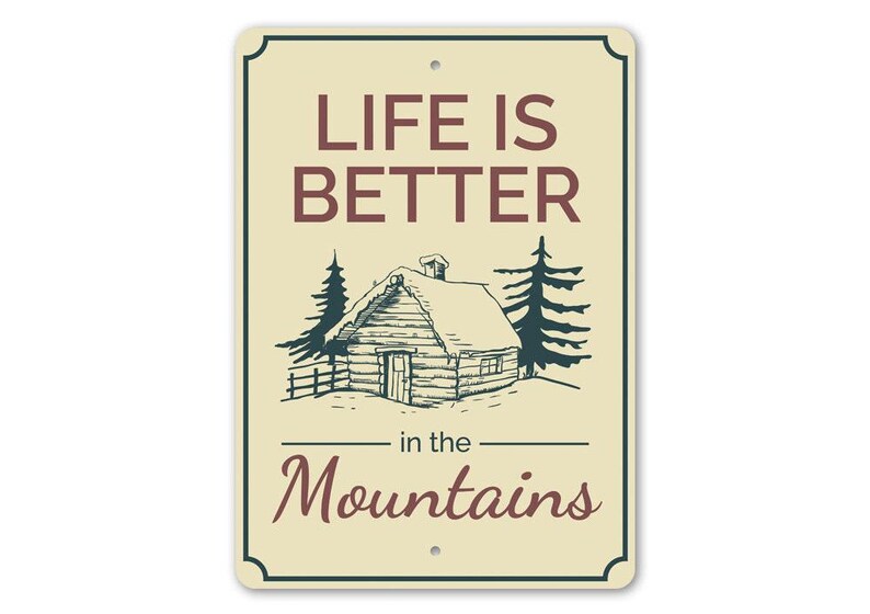 Mountain Living Sign, Cabin Life Decor, Fishing Cabin Decor, Camping Gift Sign, Camp Decor, Custom Lake Sign, Metal Sign, Quality Metal image 2