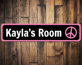 Kid Peace Sign, Peace Decor, Peace Sign Decor, Peace Sign Gift, Custom Hippie Sign, Hippie Gift, Hippie Decor - Quality Aluminum Kid Rooms