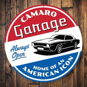 Chevrolet Camaro, Chevy Camaro Garage, Decor For Camaro, Chevrolet Garage, Man Cave Sign, Car Lover Decor, - Metal Round Sign